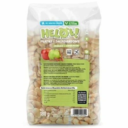 Płatki Jabłko and  Cynamon Bezglutenowe Bez Dodatku Cukru 180 g - Heloł!