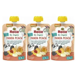 3 x Mus Owocowy Brzoskwiniowa Panda (Brzoskwinia, Morela, Banan, Orkisz) Bio Demeter 100 g - Holle