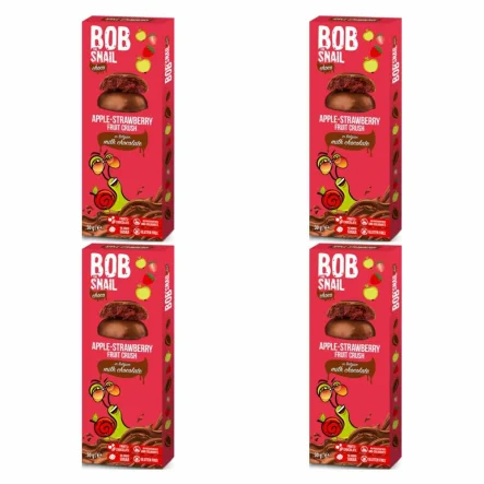 4 x Przekąska Jabłkowo-Truskawkowa w Mlecznej Czekoladzie 30 g - Bob Snail