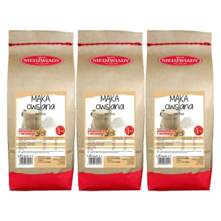3 x Mąka Owsiana Pełnoziarnista Typ 2000 1 kg - Młyn Niedźwiady