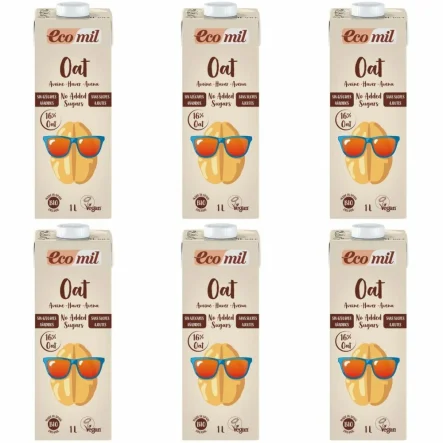 6 x Napój Owsiany Bez Dodatku Cukru Bio 1 l - Ecomil
