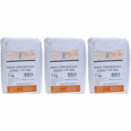 3 x Mąka Orkiszowa Jasna Typ 650 1 kg - Młyn Kopytowa
