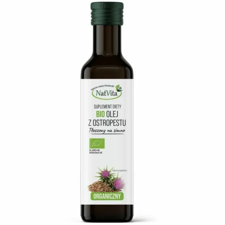 Olej z Ostropestu Tłoczony na Zimno Bio 250 ml - Natvita (COLD)