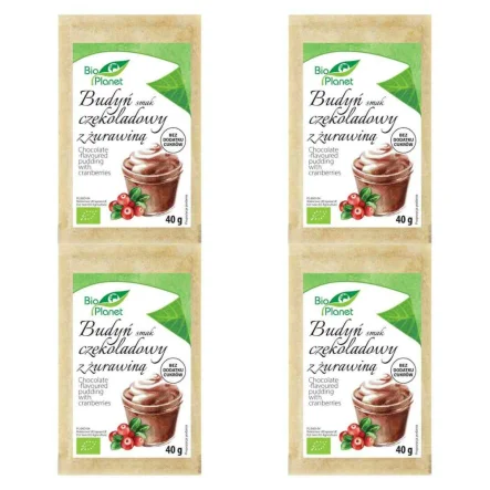 4 x Budyń o Smaku Czekoladowym z Żurawiną Bio 40 g - Bio Planet