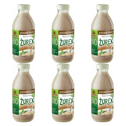 6 x Żurek Gryczany Razowy Bezglutenowy Koncentrat Bio 320 ml - Kowalewski