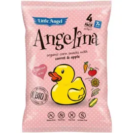 ANGELINA Chrupki Kukurydziane Marchew i Jabłko 60 g Bezglutenowe Bio (4 x15 g) - McLloyds