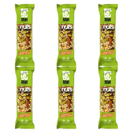 6 x BeRaw Baton Nuts and  Honey Pistachio 30 g - Purella