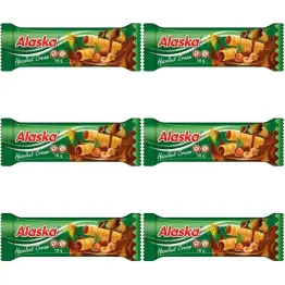 6 x Rurki Kukurydziane Nadziewane Kremem o Smaku Orzechowym Bezglutenowe 18 g - Alaska