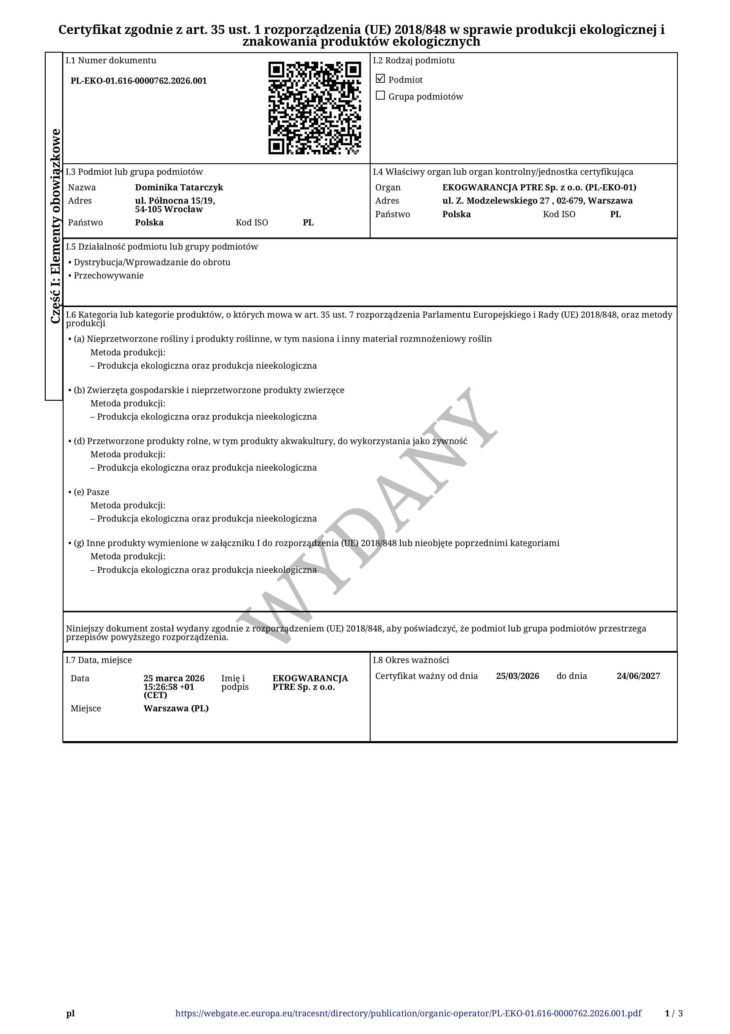 certyfikat adaka marketbio 2026 2027 certyfikat adaka marketbio 2026 2027