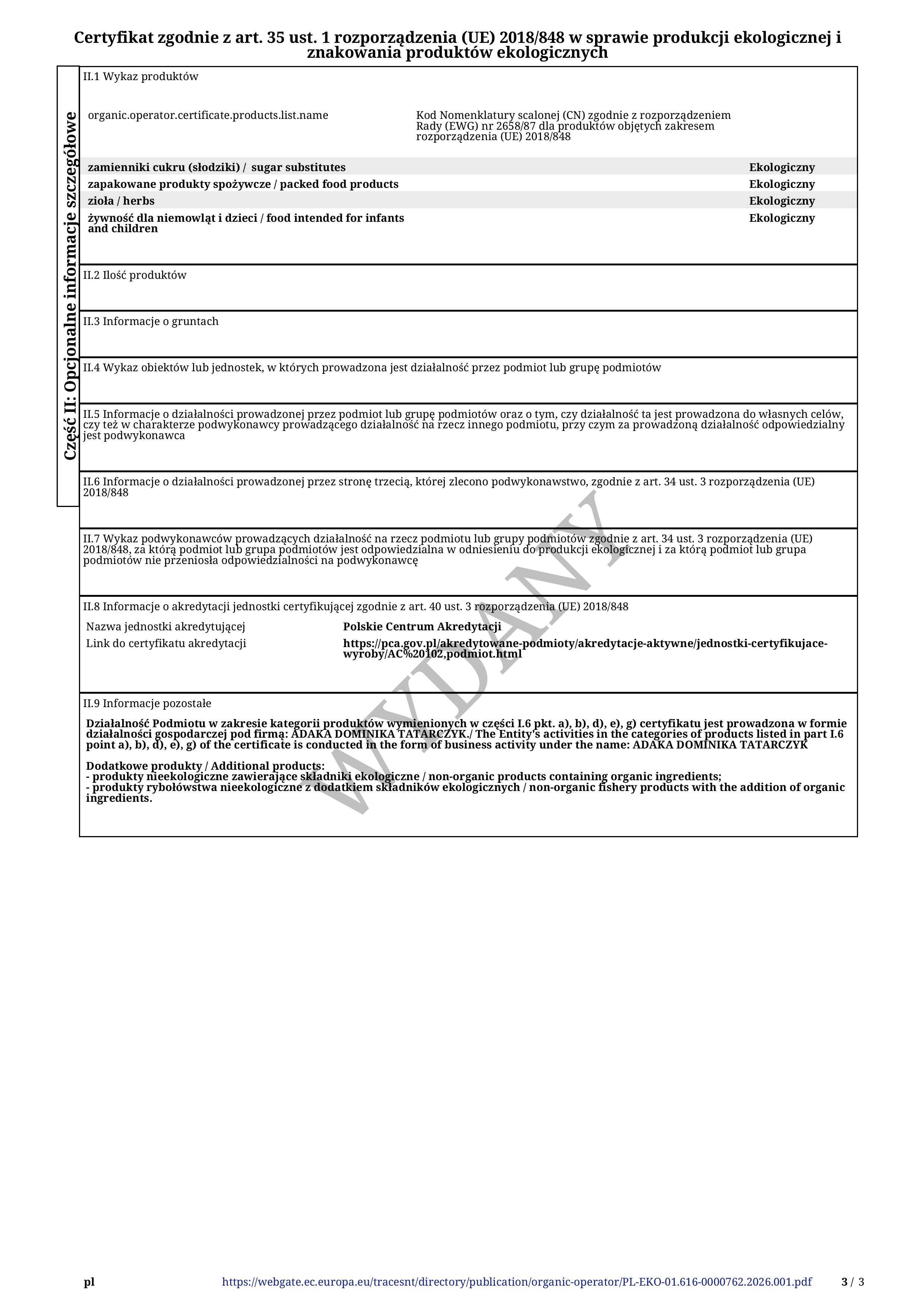 certyfikat adaka marketbio 2026 2027 certyfikat adaka marketbio 2026 2027